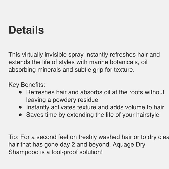 AQUAGE DRY SHAMPOO style extending spray - Picture 7 of 8